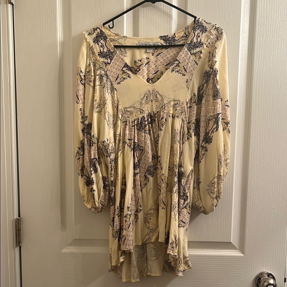 Cream Asymmetrical 3/4 Sleeve Tunic